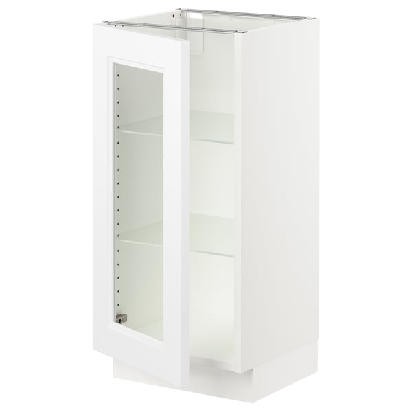 SEKTION Base cabinet with glass door, white/Axstad matte white, 15x15x30 "