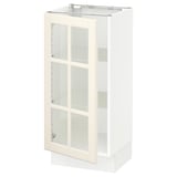 SEKTION Base cabinet with glass door, white/Bodbyn off-white, 15x15x30 "