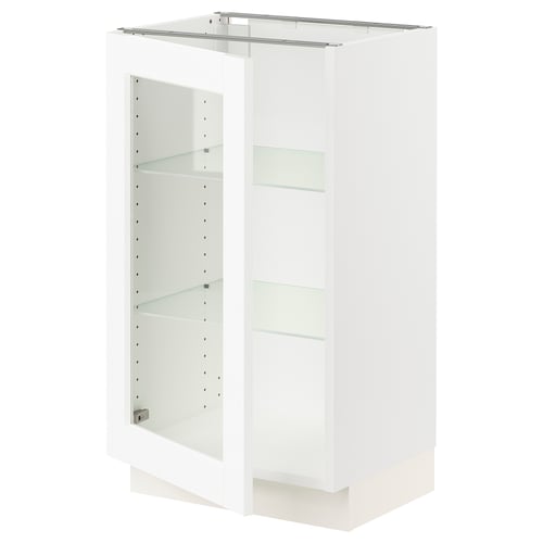 SEKTION white cabinet, rectangular with glass shelves, modern kitchen storage.