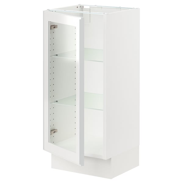 SEKTION Base cabinet with glass door, white/Hejsta white clear glass, 15x15x30 "