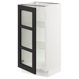 SEKTION Base cabinet with glass door, white/Lerhyttan black stained, 15x15x30 "