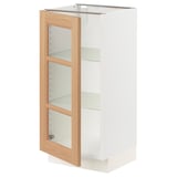 SEKTION Base cabinet with glass door, white/Vedhamn oak, 15x15x30 "