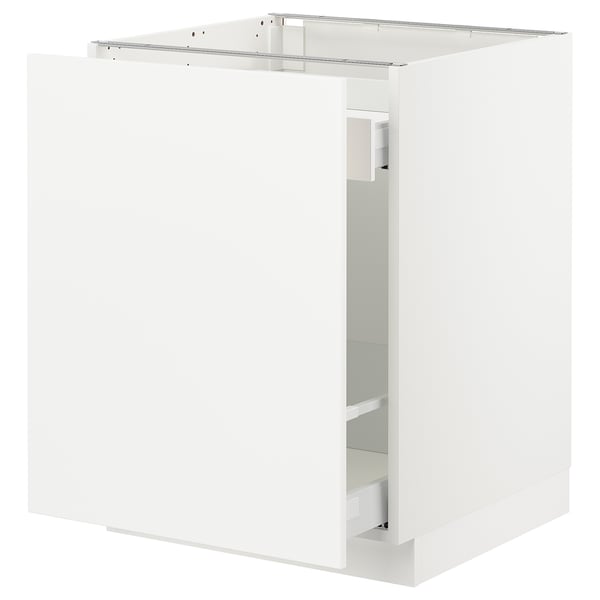 SEKTION Base cabinet with pull-out storage, white Maximera/Axstad matte white, 24x24x30 "