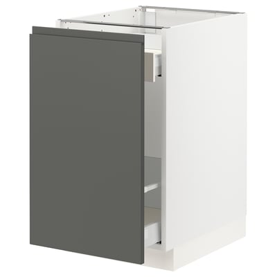 SEKTION Base cabinet with pull-out storage, white Maximera/Voxtorp dark gray, 18x24x30 "