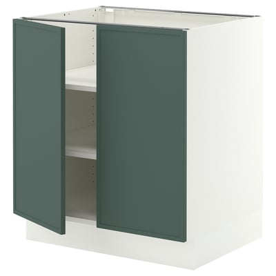 SEKTION Base cabinet with shelves/2 doors, white/Aspudden dark gray-green, 30x24x30 "
