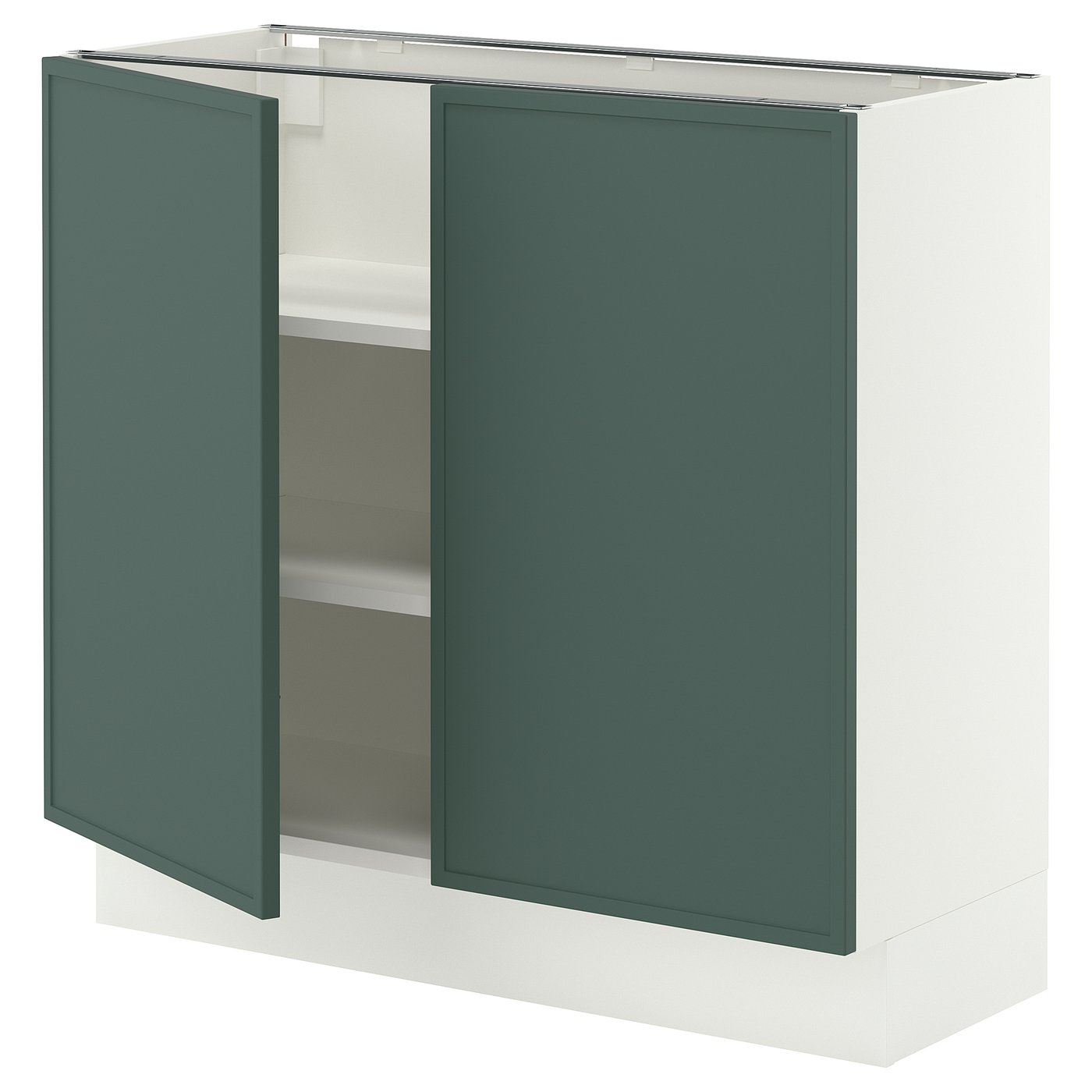 SEKTION base cabinet with shelves/2 doors, white/Aspudden dark
