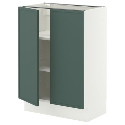 SEKTION Base cabinet with shelves/2 doors, white/Aspudden dark gray-green, 24x15x30 "