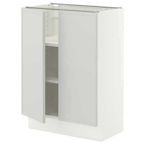 SEKTION Base cabinet with shelves/2 doors, white/Aspudden light gray, 24x15x30 "