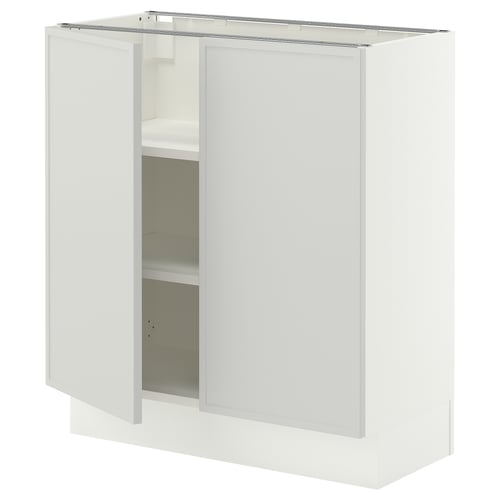 SEKTION Base cabinet with shelves/2 doors, white/Aspudden light gray, 30x15x30 "