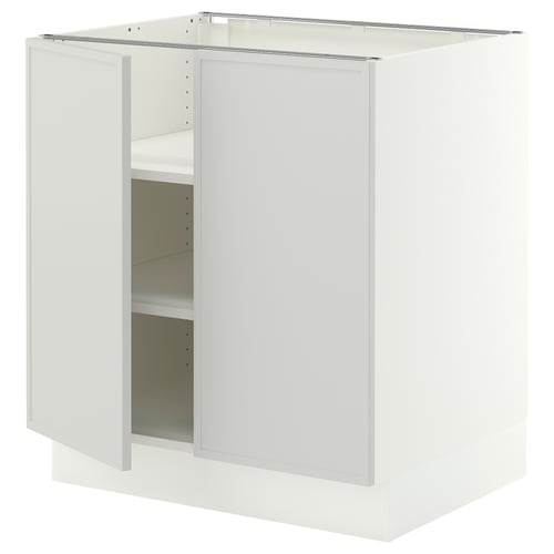 SEKTION Base cabinet with shelves/2 doors, white/Aspudden light gray, 30x24x30 "