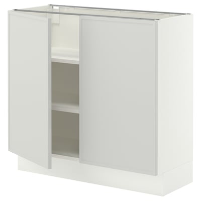 SEKTION Base cabinet with shelves/2 doors, white/Aspudden light gray, 36x15x30 "