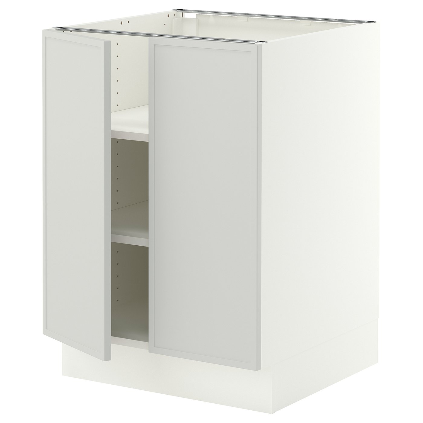 SEKTION base cabinet with shelves/2 doors, white/Aspudden light