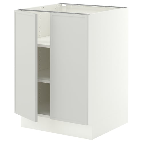 SEKTION Base cabinet with shelves/2 doors, white/Aspudden light gray, 24x24x30 "