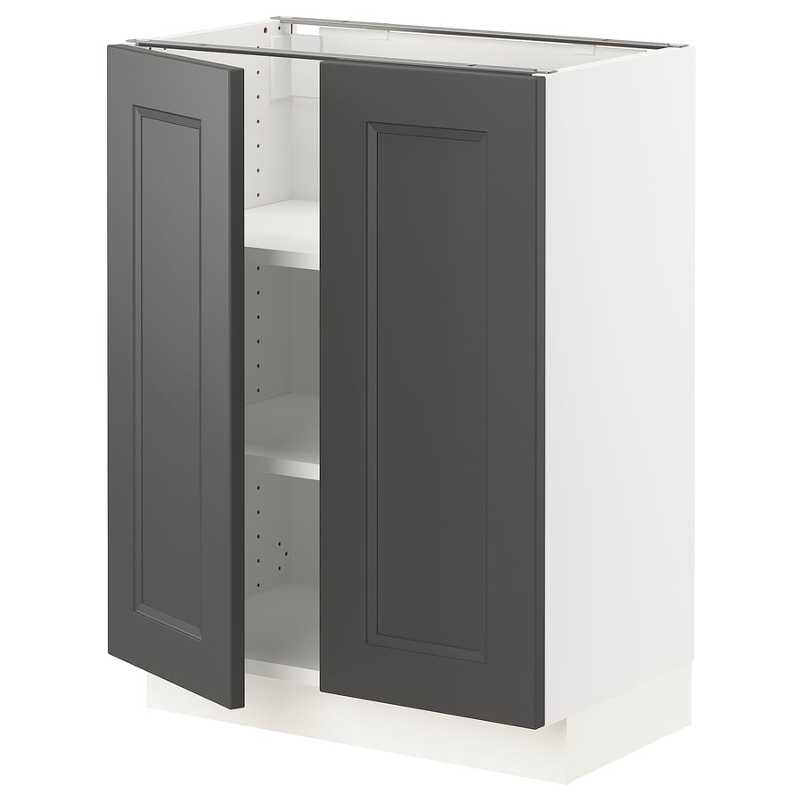 SEKTION base with shelves/2 doors, white/Axstad dark gray