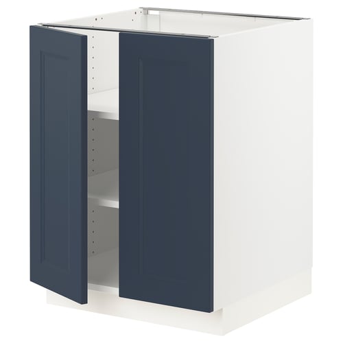 SEKTION kitchen unit, blue and white, rectangular, modern design, metal hinges.