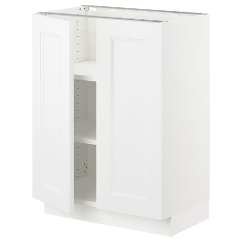 White SEKTION kitchen cabinet, rectangular, 2 doors, fiberboard, glossy finish.
