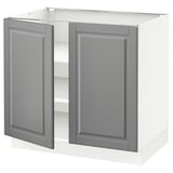 SEKTION Base cabinet with shelves/2 doors, white/Bodbyn gray, 36x24x30 "