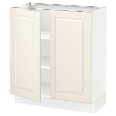 SEKTION Base cabinet with shelves/2 doors, white/Bodbyn off-white, 30x15x30 "