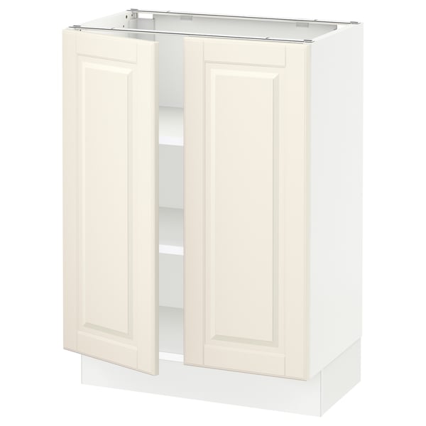 SEKTION Base cabinet with shelves/2 doors, white/Bodbyn off-white, 24x15x30 "