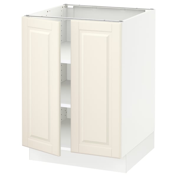 SEKTION Base cabinet with shelves/2 doors, white/Bodbyn off-white, 24x24x30 "