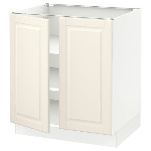 SEKTION kitchen cabinet in off-white with adjustable shelves.
