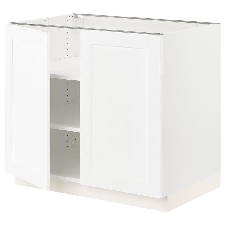 SEKTION base with shelves/2 doors, white Enköping/white wood