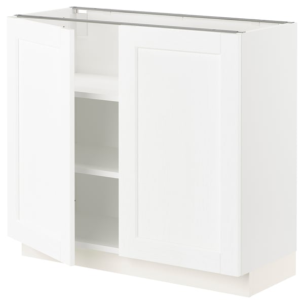 SEKTION Base cabinet with shelves/2 doors, white Enköping/white wood effect, 36x15x30 "