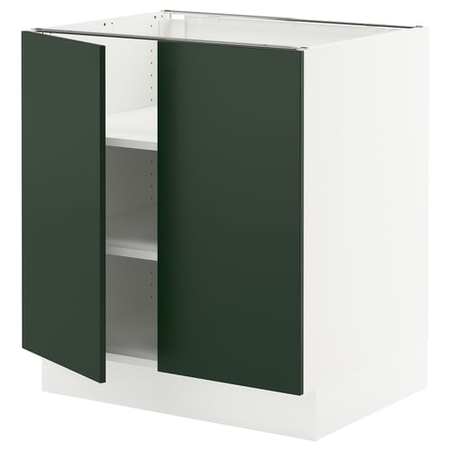White kitchen cabinet with green doors, flat design