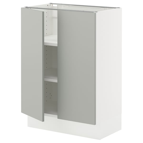 SEKTION Base cabinet with shelves/2 doors, white/Havstorp light gray, 24x15x30 "