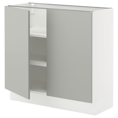 SEKTION Base cabinet with shelves/2 doors, white/Havstorp light gray, 36x15x30 "
