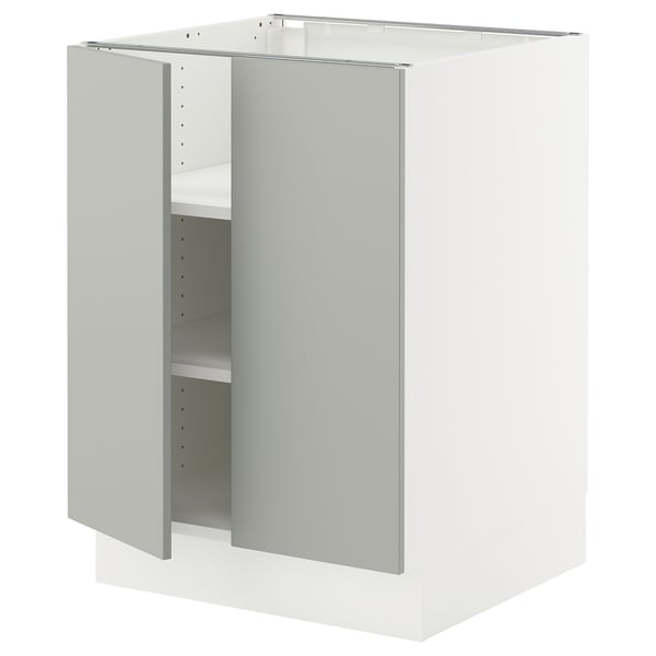 SEKTION Base cabinet with shelves/2 doors, white/Havstorp light gray, 24x24x30 "