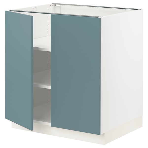 SEKTION base with shelves/2 doors, white/Havstorp turquoise, 30x24x30" IKEA