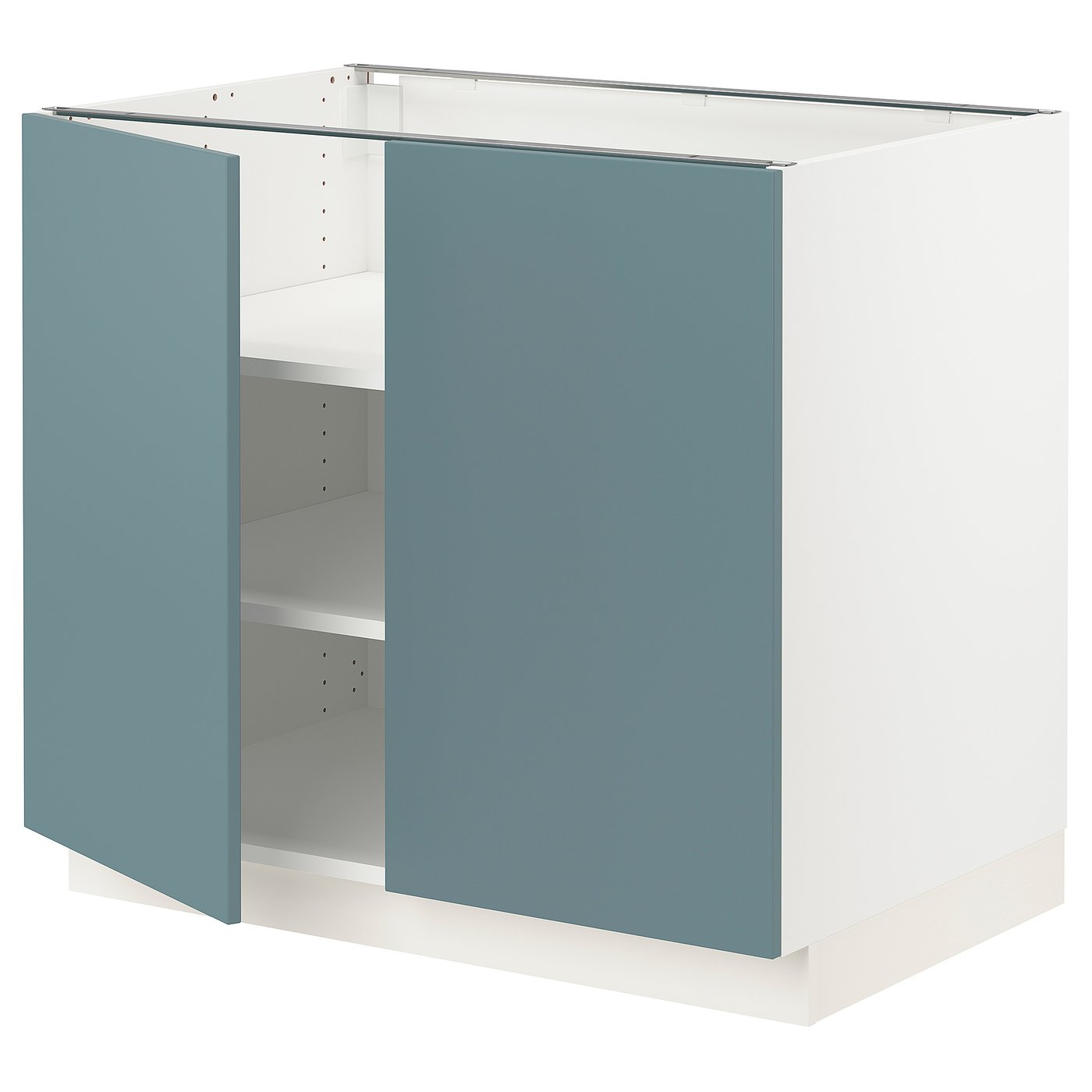 SEKTION base cabinet with shelves/2 doors, white/Havstorp turquoise ...