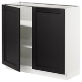 SEKTION Base cabinet with shelves/2 doors, white/Lerhyttan black stained, 36x15x30 "