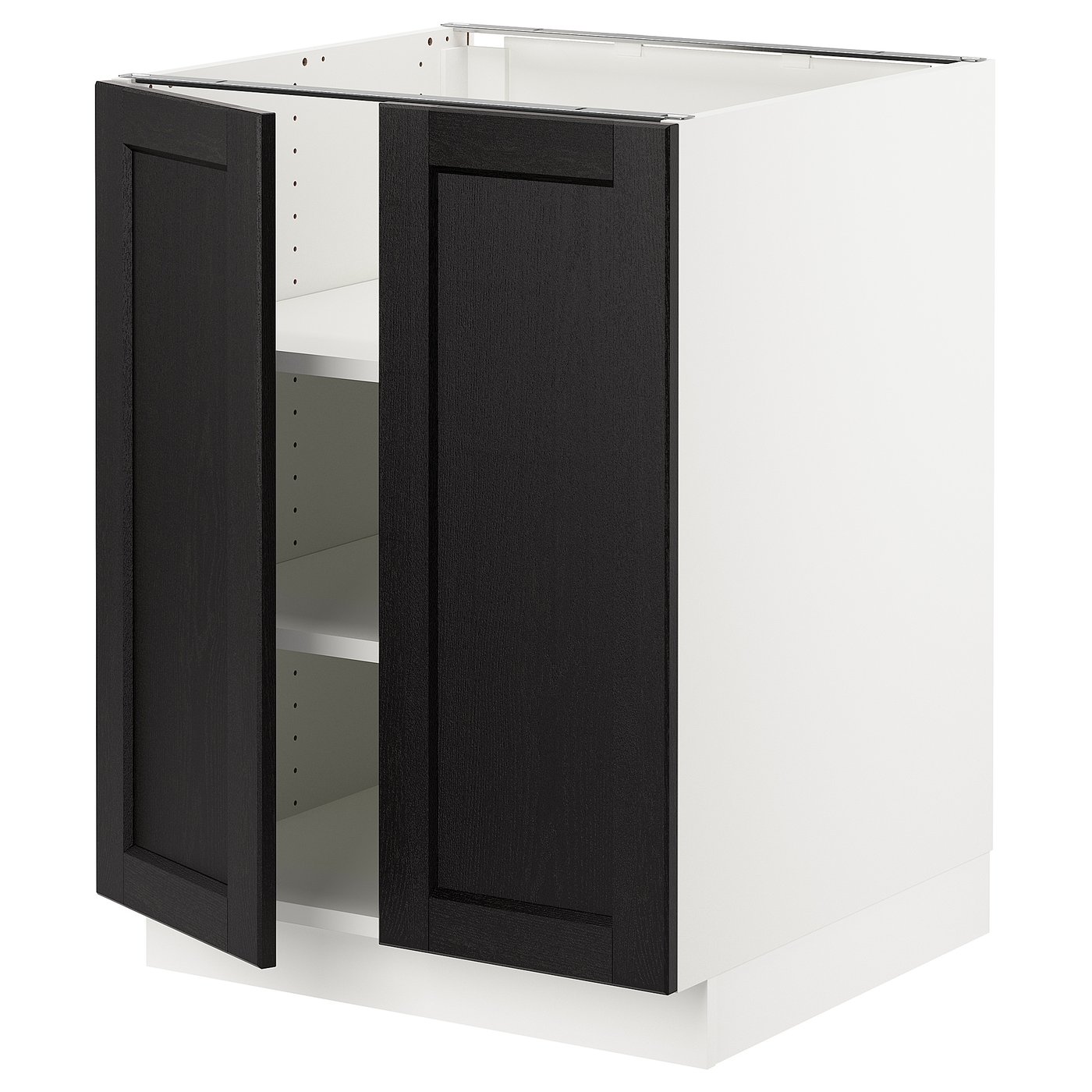 SEKTION Base with shelves/2 doors, white, Lerhyttan black