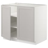 SEKTION Base cabinet with shelves/2 doors, white/Lerhyttan light gray, 36x24x30 "