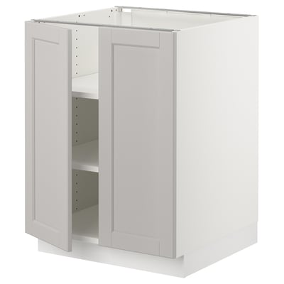 SEKTION Base cabinet with shelves/2 doors, white/Lerhyttan light gray, 24x24x30 "