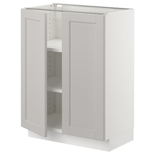 SEKTION kitchen cabinet, light grey, traditional design, adjustable shelves, bevelled door edges.