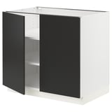 SEKTION Base cabinet with shelves/2 doors, white/Nickebo matte anthracite, 36x24x30 "