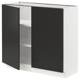 SEKTION Base cabinet with shelves/2 doors, white/Nickebo matte anthracite, 36x15x30 "