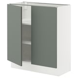 SEKTION Base cabinet with shelves/2 doors, white/Nickebo matte grey-green, 30x15x30 "
