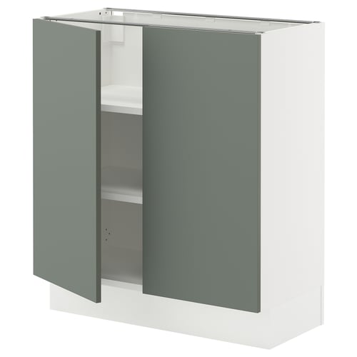 Modern kitchen cabinet, SEKTION, white, grey-green doors, square, minimalist design, adjustable shelves.