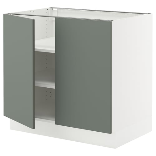 Modern kitchen unit: SEKTION, grey-green nickebo, square, sturdy & adjustable shelves.