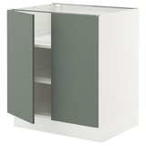 SEKTION Base cabinet with shelves/2 doors, white/Nickebo matte grey-green, 30x24x30 "