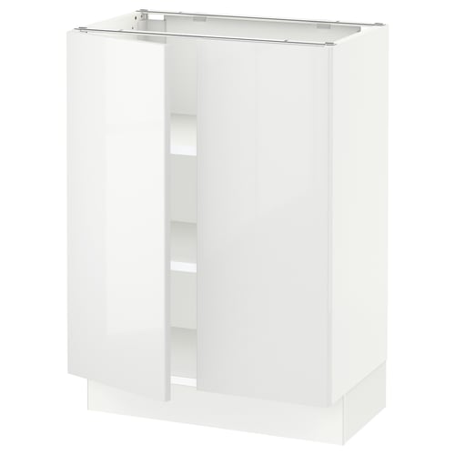 White SEKTION kitchen cabinet, glossy finish, squareshape, modern design.