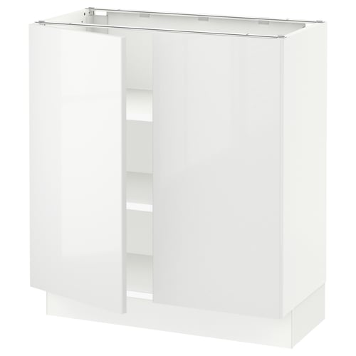 SEKTION white kitchen cabinet, glossy finish, rectangular shape, adjustable shelves.