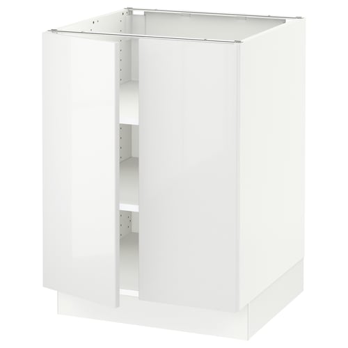 Ikea SEKTION white gloss cabinet, open, modern kitchen unit.
