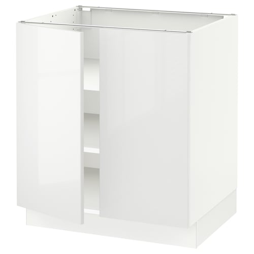 A white SEKTION kitchen cabinet with high-gloss doors and adjustable shelves.