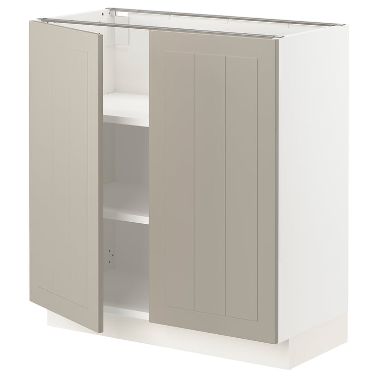 SEKTION base with shelves/2 doors, white/Stensund beige