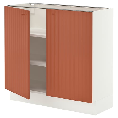 SEKTION Base cabinet with shelves/2 doors, white/Terrsjö red-brown wave pattern, 36x15x30 "